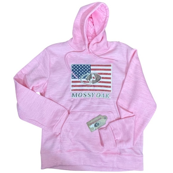 Mossy Oak Tops - MOSSY OAK Flag Camo Hoodie Sweatshirt Women’s Size large - Pink - New with tags